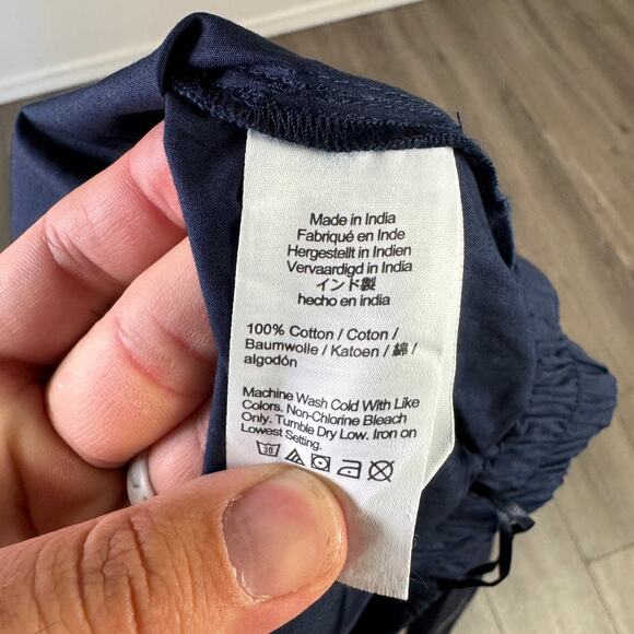 J.Crew Christina Midi Skirt 18 Blue Contrast Stitch Cotton Poplin Elastic Waist - Picture 5 of 6